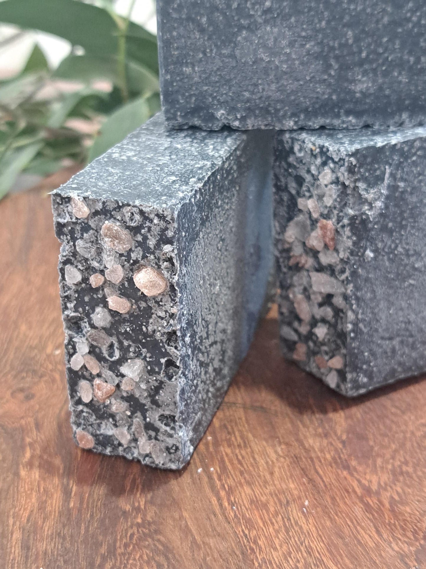 Activated charcoal salt soaps
